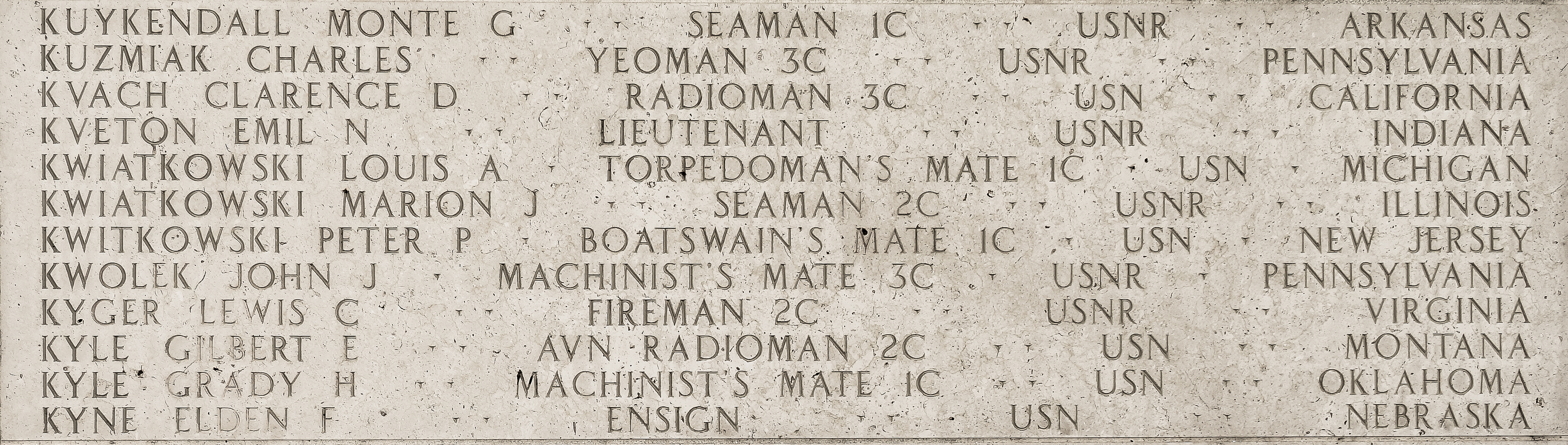 Clarence D. Kvach, Radioman Third Class